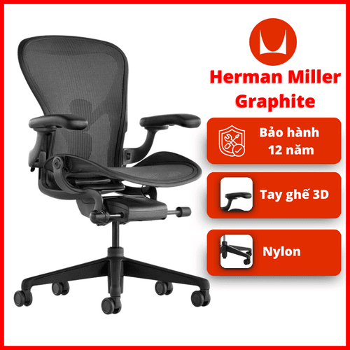 'Herman Miller Aeron - Khung Hợp Kim, Chân Nhựa, Màu Graphite (Xám Chì)' 'Herman Miller Aeron - Khung Hop Kim, Chan Nhua, Mau Graphite (Xam Chi)'